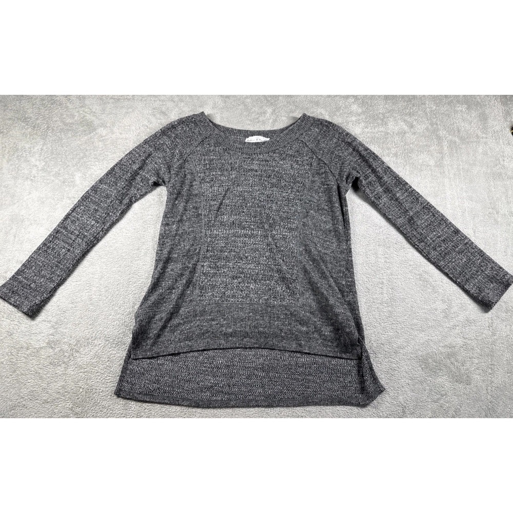 Chelsea and Theodore Women's Marled Scoop Neck High-Low Tunic Sweater Gray Small